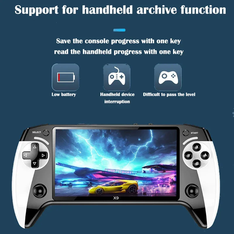 X9 portable game console, 5.5-inch HD screen, multiple languages, retro GBA Arcade video, 8 simulators with 360° non-slip joysti