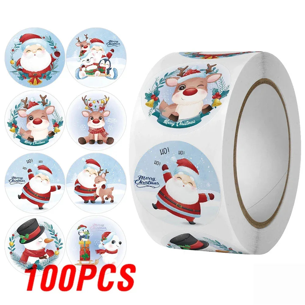 100-500Pcs Gold Snowflake Christmas Stickers Candy Bag Envelopes Sealing Label Christmas Gifts Box Decorations Sticker