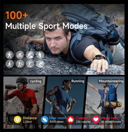 LIGE AMOLED Smart Watch Men with Flashlight Sports IP68 Waterproof Fitness Tracker Bluetooth Call Smartwatch Man for Android iOS