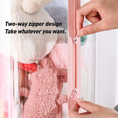 Transparent Multi-Functional Storage Bucket with Lid And Optional Wheels for Dolls Plush Toys Holiday Decorations Display Shelf