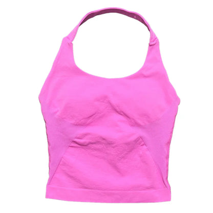 HISTELLO Halter Top Gym Vest Woman Backless Tank Tops Push Up Sport Bras Running Vest Workout Tops Activewear Yoga Clothing