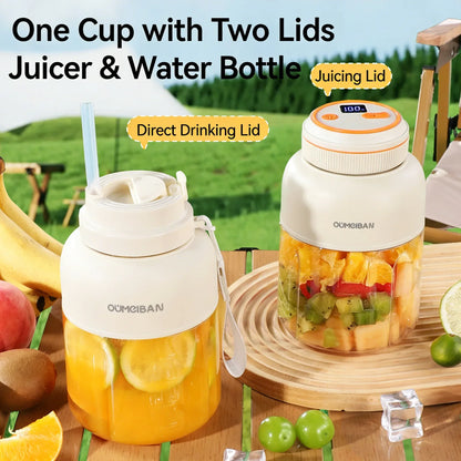 Home Portable Juicer 1400ML, Fresh Fruit Mixer with 48 Blades, USB Rechargeable Multifunctional Ice Crusher Smoothie Blender