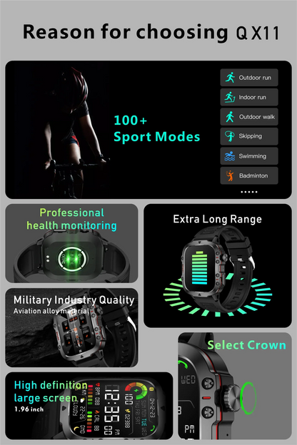 LIGE Outdoor Smart Watch Men 2.01" Screen 3AT Waterproof Watches Bluetooth Call Ai Voice Sport Smartwatch For Android Xiaomi IOS