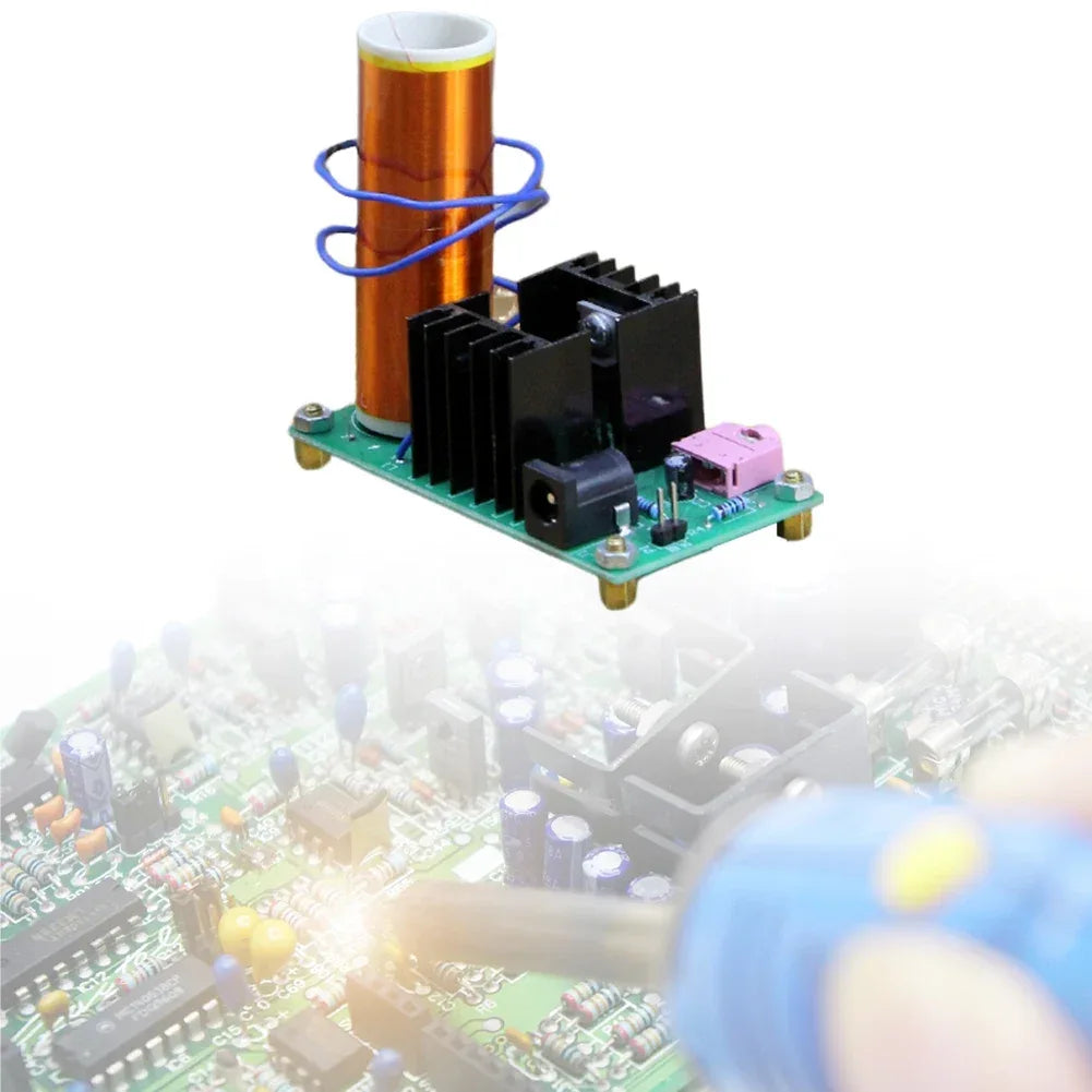 DIY Mini for Tesla Coil Kit DIY Music Loudspeaker Board Arc Experiment High Temperature High Pressure Plasma DC 15-24V 15W 2A