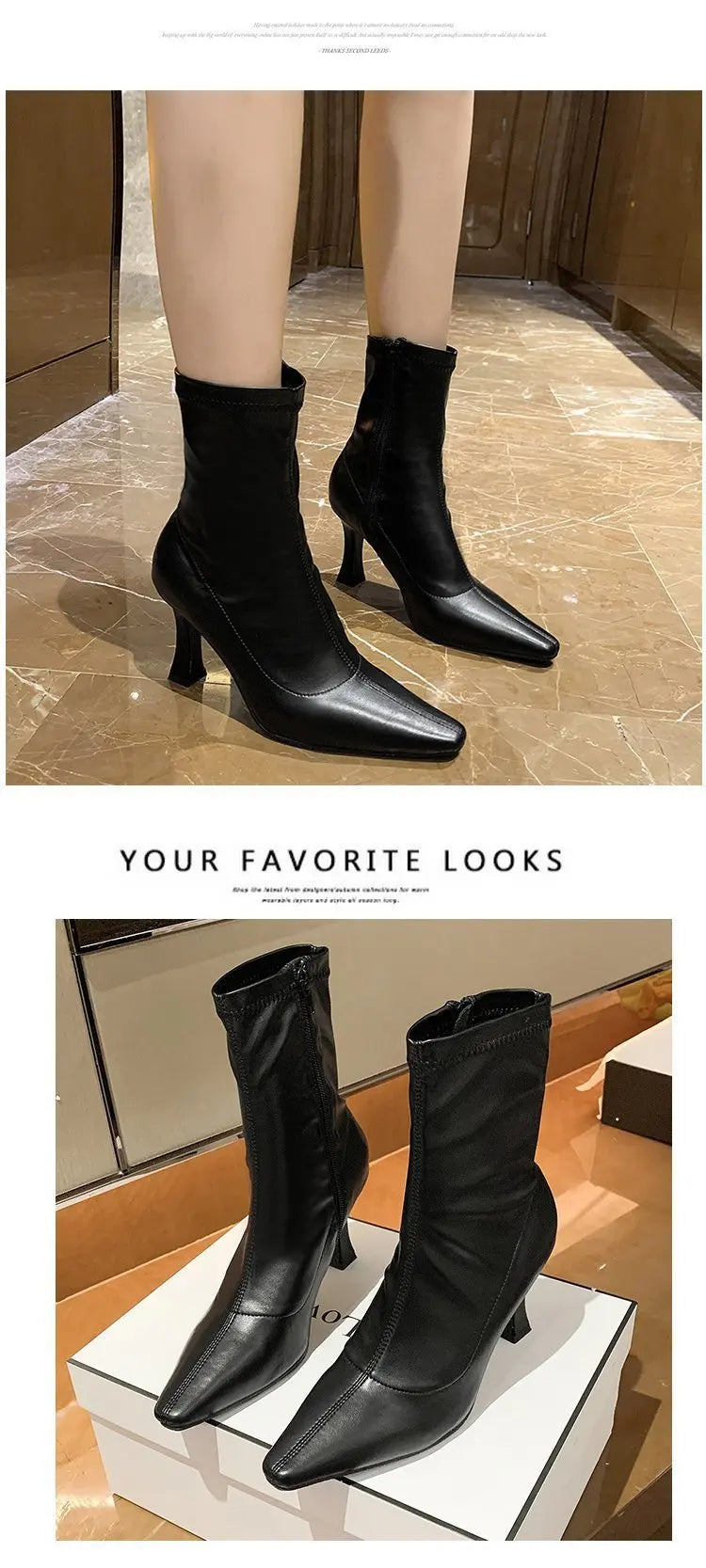 Women High Heel Short Leather Boots  New Boots Female Pointed Thin Heel Boots Ladies Ankle Short Boots Botas De Mujer 2024