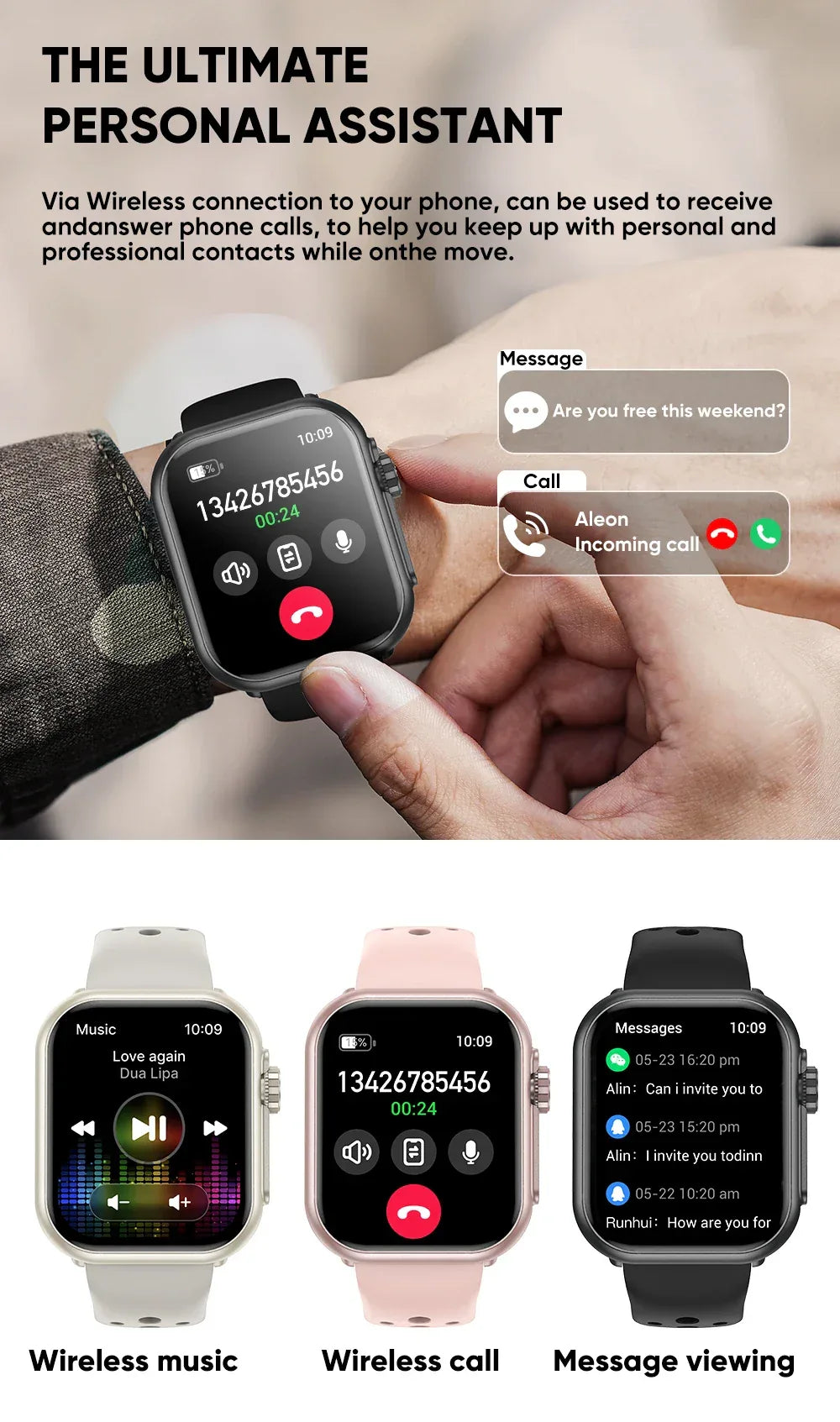 Watch Ultra 2 SE Men Women 1000mAh AMOLED Heart Rate 100+Sport Bluetooth Call GPS Track Waterproof Smart Watch For IOS Android