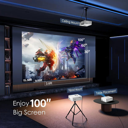 Mini Portable LED Projector | Home Theater & Outdoor Cinema Supports 4K