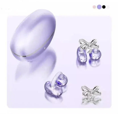Vivo Clip-on Earbuds Wireless Bluetooth Open Ear Headphones with Detachable Crystal Bowknot Earrings For Sports Fitness Workouts