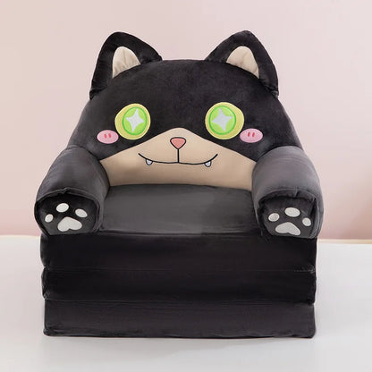 Three-layer folding children's small sofa cartoon kindergarten baby seat stool plush toy lazy sofa removable