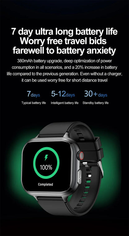 2025New Medical Grade ECG+PPG Smart Watch BMI Body Fat Uric Acid Painless Non-invasive Blood Sugar Monitoring Calling Smartwatch
