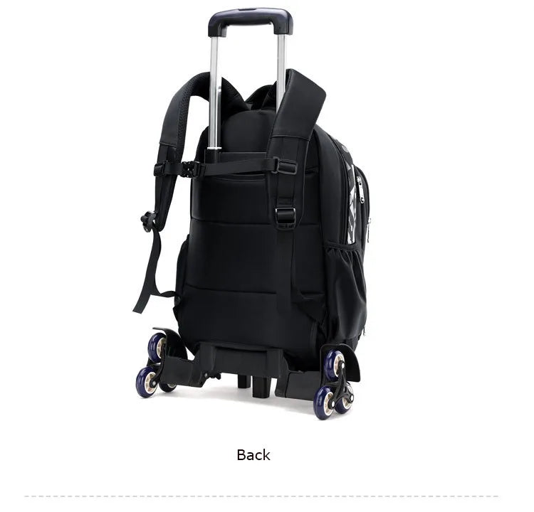 High-capacity on 2/6 Wheels Waterproof Luggage Rolling Bag Student Shoulder Backpack  Detachable Children Rolling School Bags