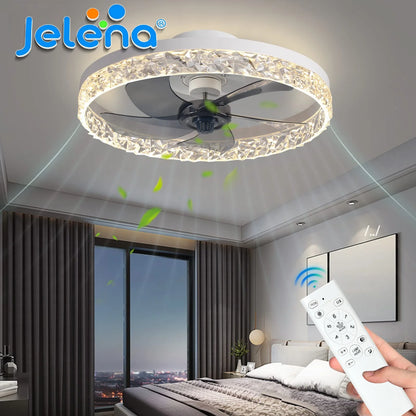 Modern Ceiling Fans Infinitely Dimmable Household Black White Ceiling Lamp With Remote Control Bedroom Living Room LED Fixtures
