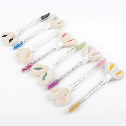 10pcs Tube Eyelash Brush Lash Extension Makeup Brushes Eyebrow Comb Rabbit Ears Designer False Eyelashes Microbrush Beauty Tool
