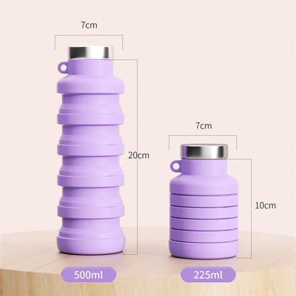 Collapsible Water Bottles Silicone Travel Foldable Portable Water Bottle Silicone Reusable Leakproof for Camping Hiking Cycling
