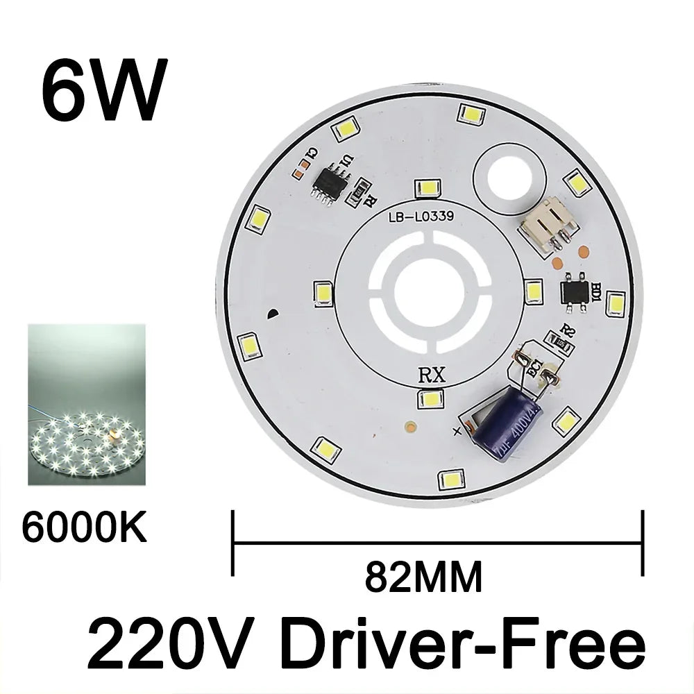 220V Driver-Free Light Panel LED Light Chip DIY Round Nordic Light Source Accessories Replacement Household Chandelier Bulb Patc