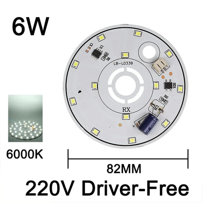 220V Driver-Free Light Panel LED Light Chip DIY Round Nordic Light Source Accessories Replacement Household Chandelier Bulb Patc