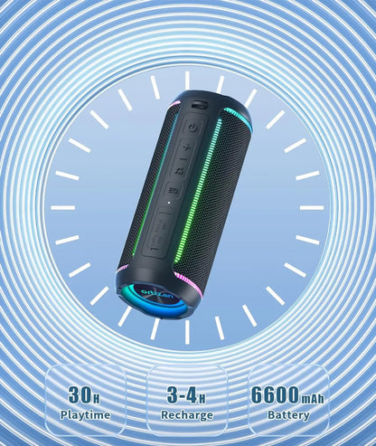 Ortizan Wireless Portable Bluetooth Speaker X30 with 40W Stereo Sound, Rich Bass, IPX7 Waterproof, 30H Playtime, TWS, LED Lights