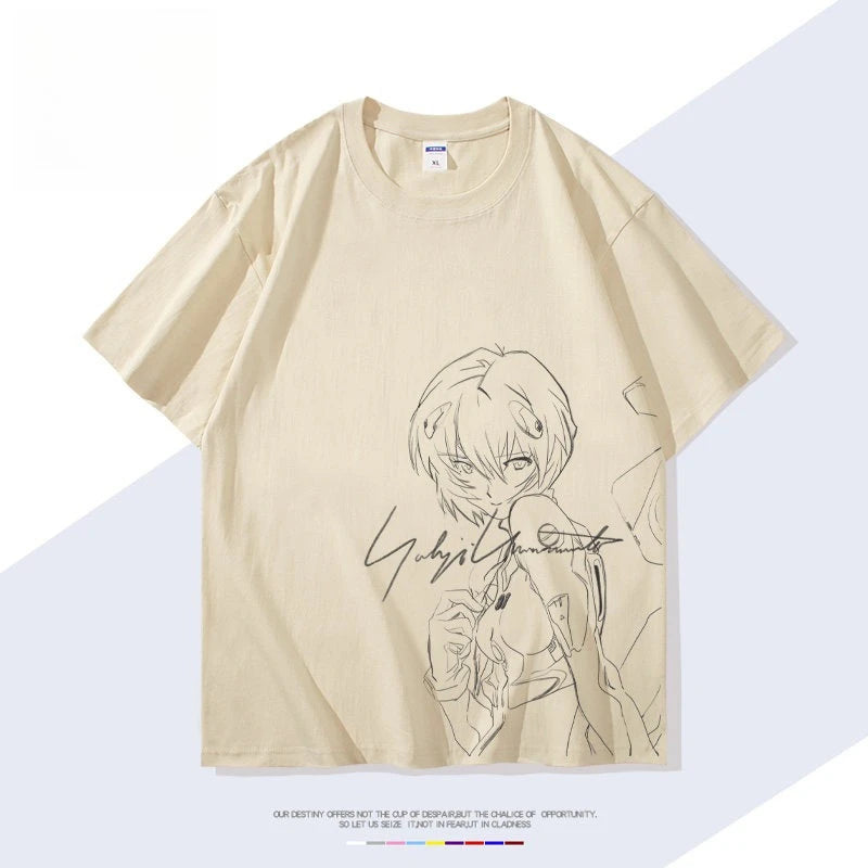 Neon Genesis Evangelion Rei Ayanami Printed T-shirt Men's and Women's T-shirt Men's Top Sports T-shirt Men's T-shirt Summer Tee