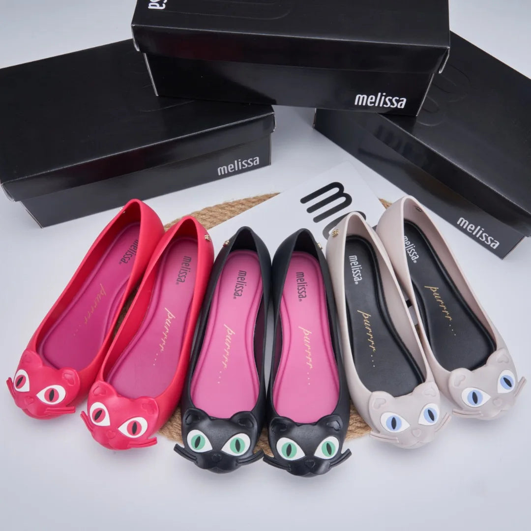 Design Big Butterfly Knot Melissa Women Flat Mules Sandals High Quality Cozy Patent Leather Pointed Toe Back Strap Shoes