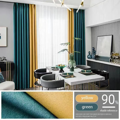2025 New Spliced Two Color Bedroom Full Blackout Curtain Living Room Advanced Curtains Room Bay Window Light Luxury Drapes