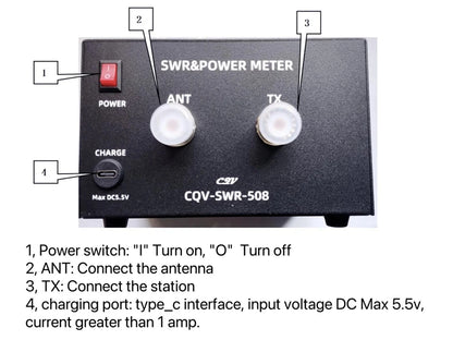Wishcolor CQV-SWR-508 200W 1.8-54MHz Digital SWR & Power Meter 4.3-inch IPS Color Screen Standing Wave Meter for Ham Radio