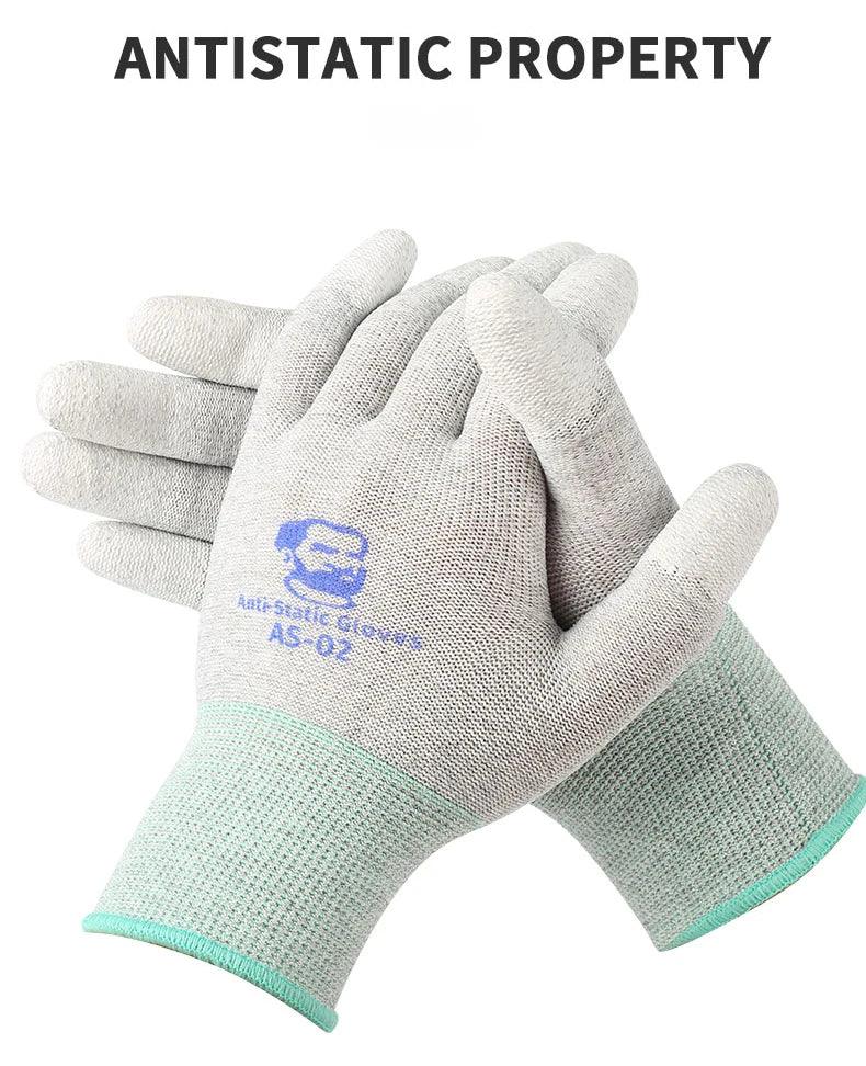 MECHANIC AS-02 Anti-static Gloves PU Coating Fibre Non-Slip Electricity Proof For Electronic Work Protective Gloves L/M size