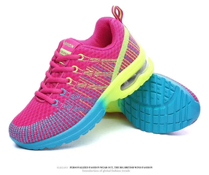 Women's Knitted Running Shoes Colorful Design Breathable Mesh Comfortable Bright Colors Shoes Outdoor Fitness Jogging Walking