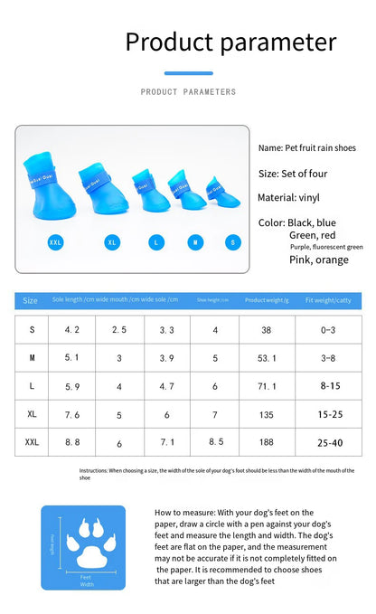 4Pcs Pet Waterproof Raincoat Anti-slip Rubber Boot For Small Medium Large Dogs Cats Outdoor Shoe Dog Ankle Boots Pet Rain Shoes