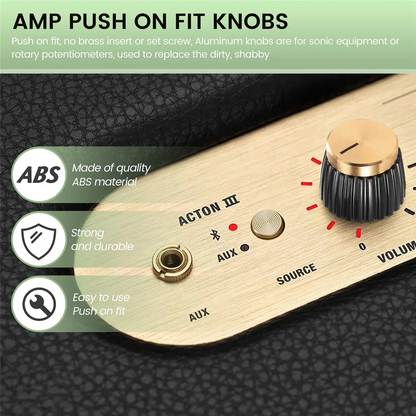 Trendy! 15Pcs Guitar AMP Amplifier Push on Fit Knobs Black with Gold Aluminum Cap Top Fits 6Mm Diameter Pots Marshall Amplifiers