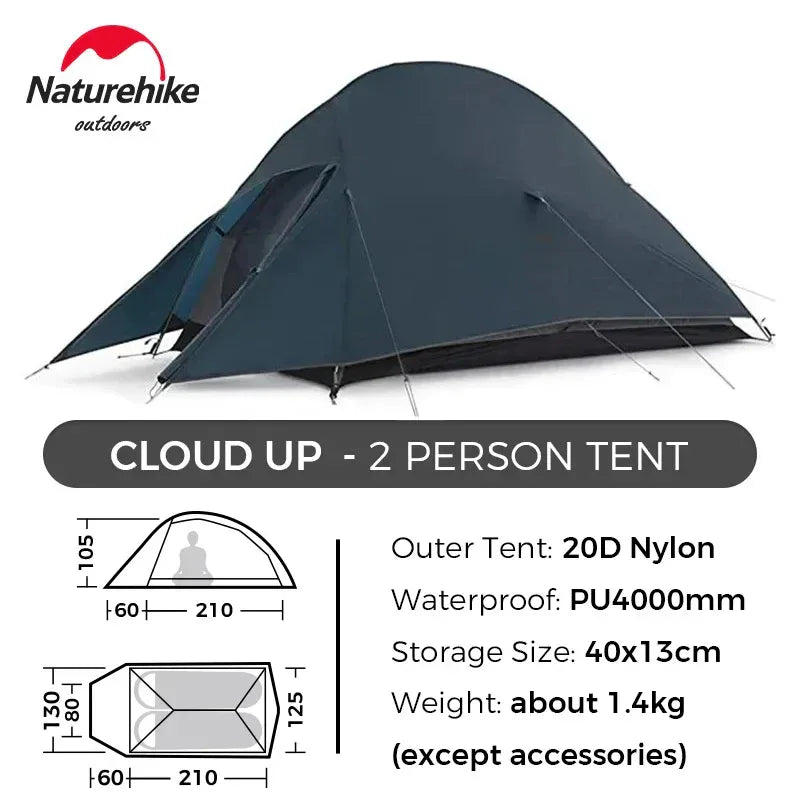 Naturehike Upgraded Cloud Up 2 Person Tent Outdoor Camping Tent Ultralight Waterproof Tent Free Standing Hiking Backpacking Tent