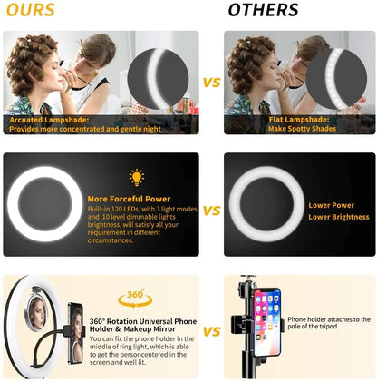 LED Ring Light with Phone Stand Usb Charge Selfie Led Lamp Dimmable Photography Light For Photo Photography Studio For Vlog Live