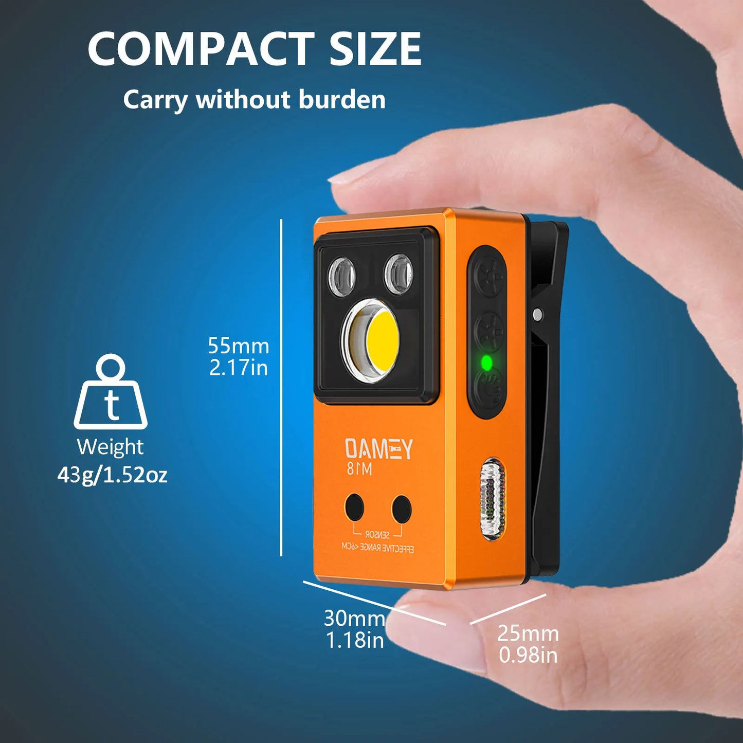 YEMAO M18 270LM Clip Pocket Flashlight 7 Color RGB Built-in 500mAh Battery Rechargeable 6 Light EDC Magnetic Sensor Lamp UVLight