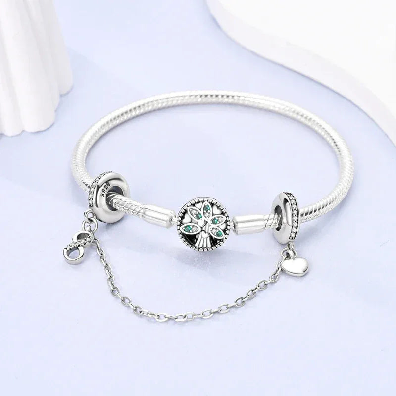 925 Silver Valentine's Day Charms Bead Sparkling Sweet Heart Rose Bear Charm Fit Original Bracelet Bangle Woman DIY Jewelry Gift