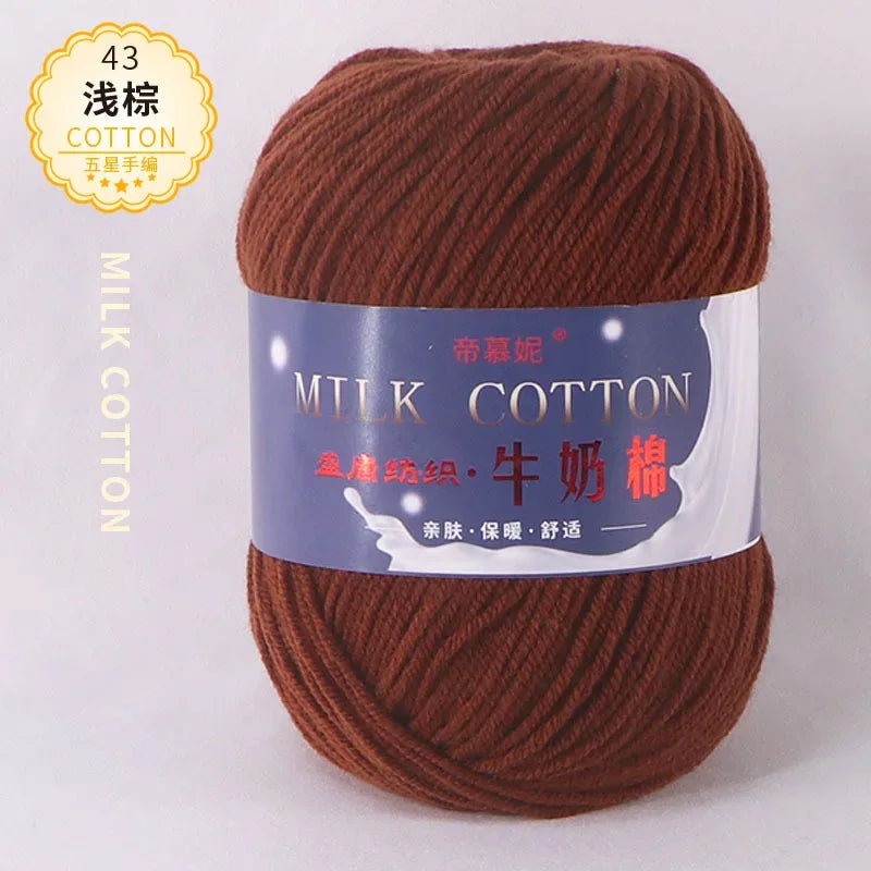 6Pcs Dyed Milk Sweet Soft Cotton Crochet Wool Yarn Thick Yarn Fiber Hand Knitting Wool Crochet Yarn Threads for DIY Sweater