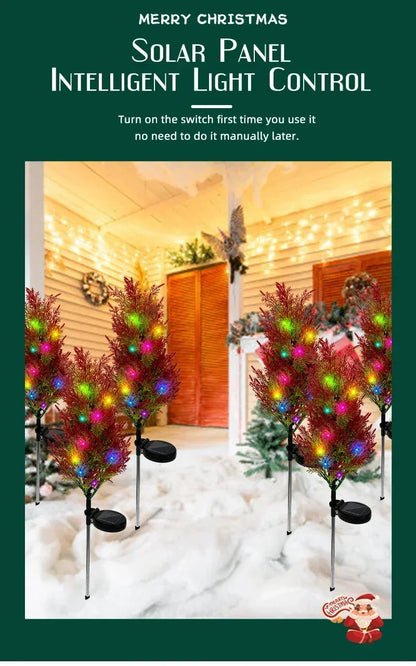Solar LED Lights Christmas Tree Lawn Lamp Holiday Lantern For House Festive Wedding Courtyard Garden Decoration RGB Light