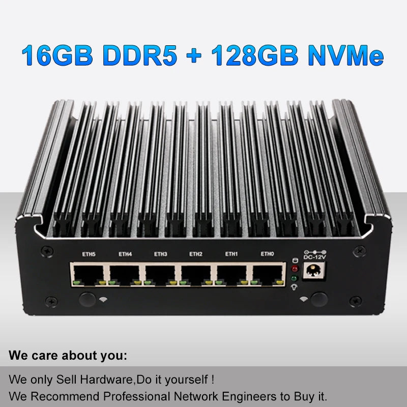 Intel Pentium Gold 8505 Soft Router 6 Lans I226-V 2.5G Fanless Mini PC COM HD DP USB Type-C DDR5 SATA PfSense Firewall Appliance