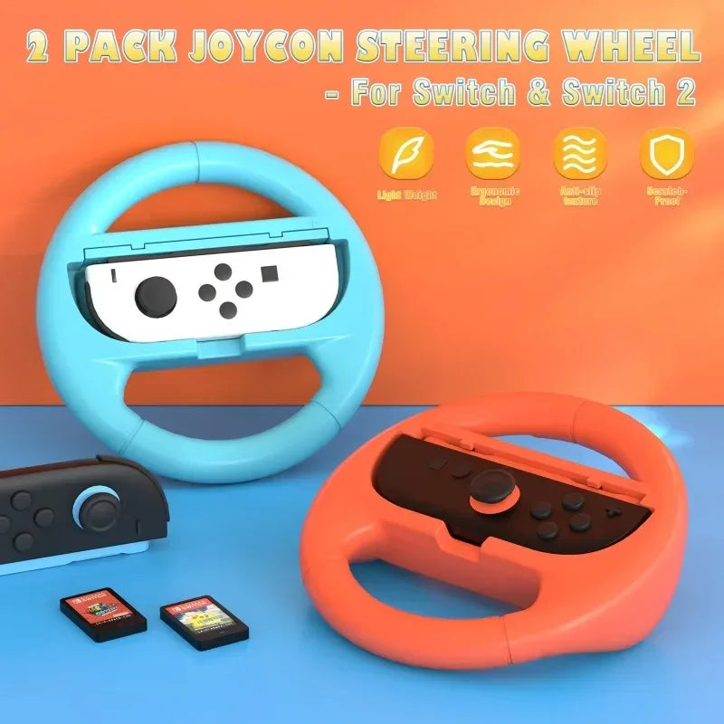 Steering Wheel Compatible with Nintendo Switch Wheel, Family Use Accessories Compatible with Switch JoyCon Controllers, 2 Pack