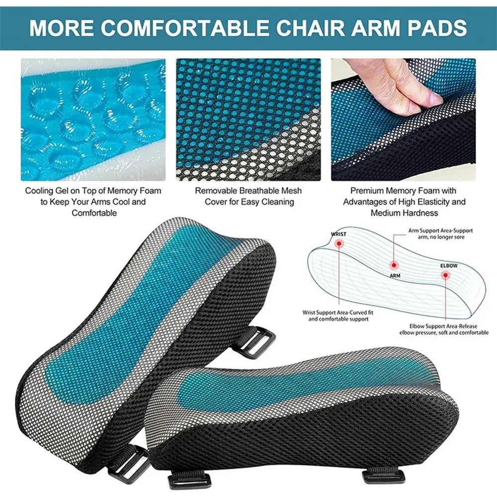 Office Chair Arm Pads with Cooling Gel,Memory Foam Armrest Pads for Gaming Chair Arm Rest Covers for Desk Chair Armrest Cushions