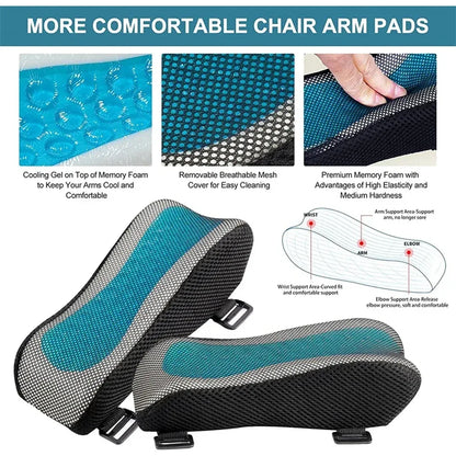 Office Chair Arm Pads with Cooling Gel,Memory Foam Armrest Pads for Gaming Chair Arm Rest Covers for Desk Chair Armrest Cushions
