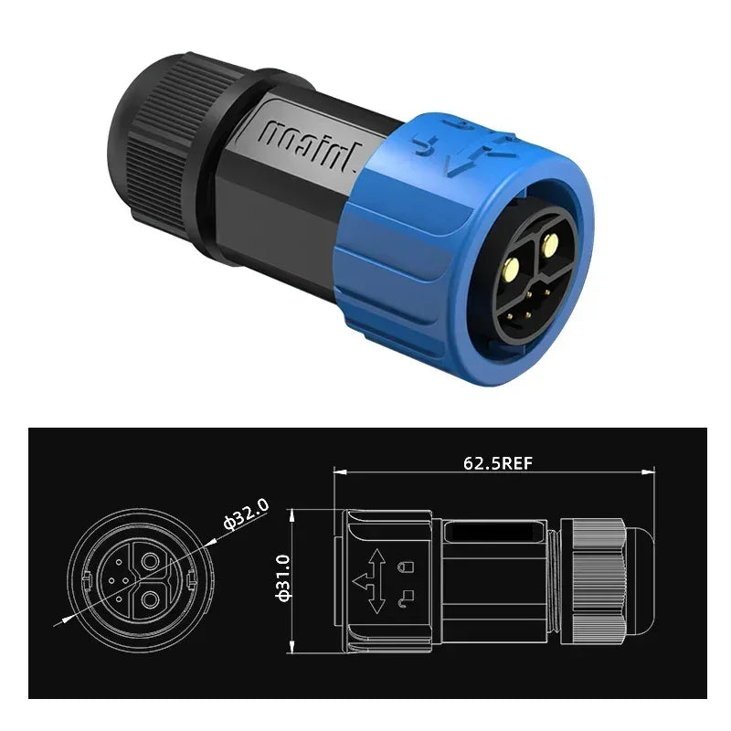 M23 2+4 Rechargeable Battery Aviation Plug Electric Motorcycle Battery Charging Connector 6pin Male Female Waterproof Connector