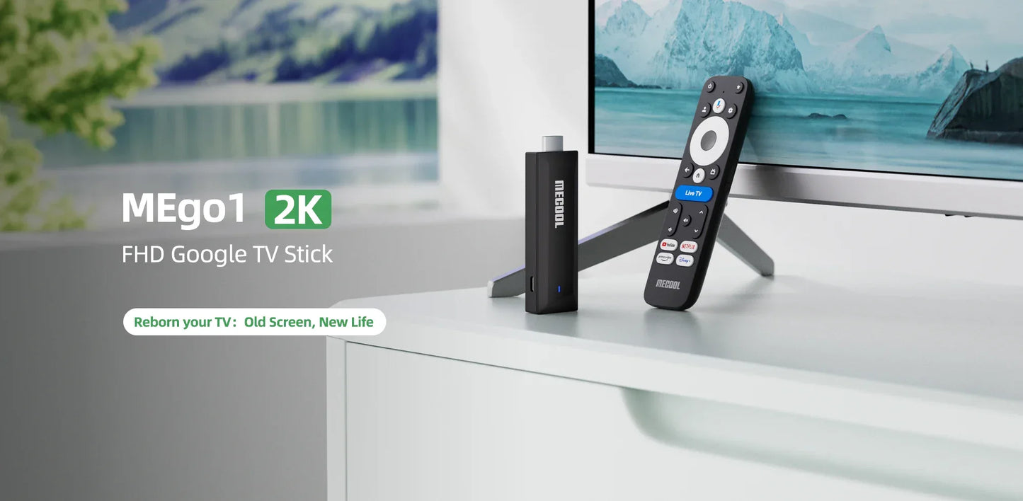 MECOOL MEgo 1 Android TV Stick Reltek Quad-core 8GB Google TV Sticks 2K Dolby Netflix TV Box 2025 High Quality Consoles ip tv