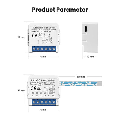 AVATTO WiFi Smart Light Switch Module，1/2/3/4 Gang DIY Breaker Neutral Wire Control Works With Tuya Alexa, Google Home