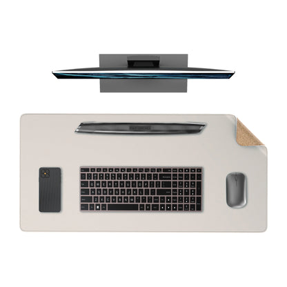 Dual Sided Desk Mat,Leather Desk Pad,Black Cork Desk Mat Protector,Large Mouse Pad,Desk Writing Pad for Office and Home