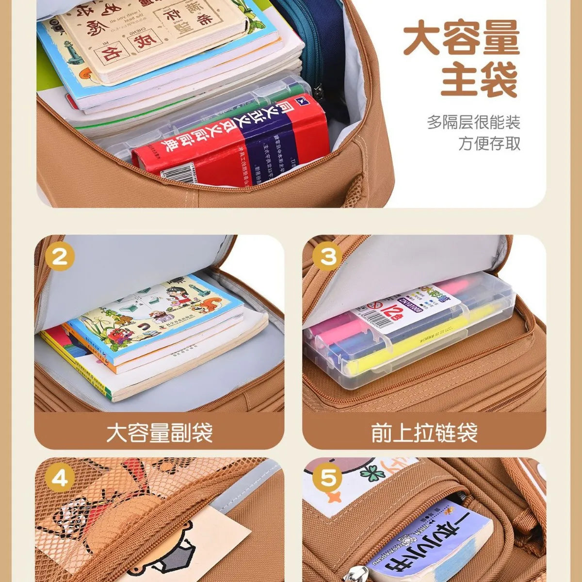 Capybara Rolling School Backpack Children School Bag with Wheels Girls Boys Trolley Schoolbag Rolling Wheeled Backpacks