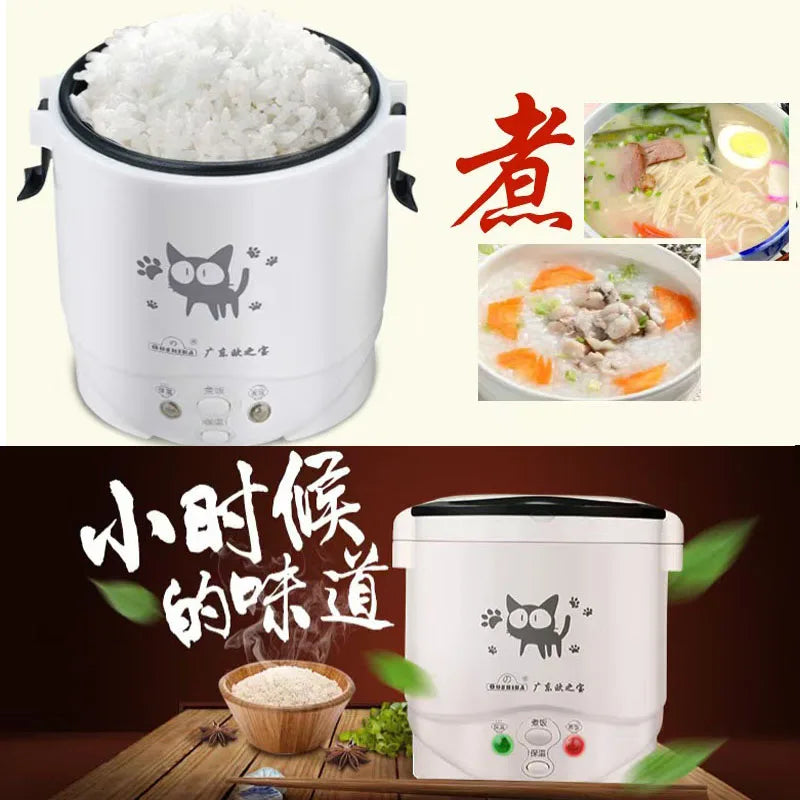 Electric Mini Rice Cooker Portable MultiCooker Household Rice Cookers 12V 24V 220V Pot Cooking Machine Pans For Car Truck Home