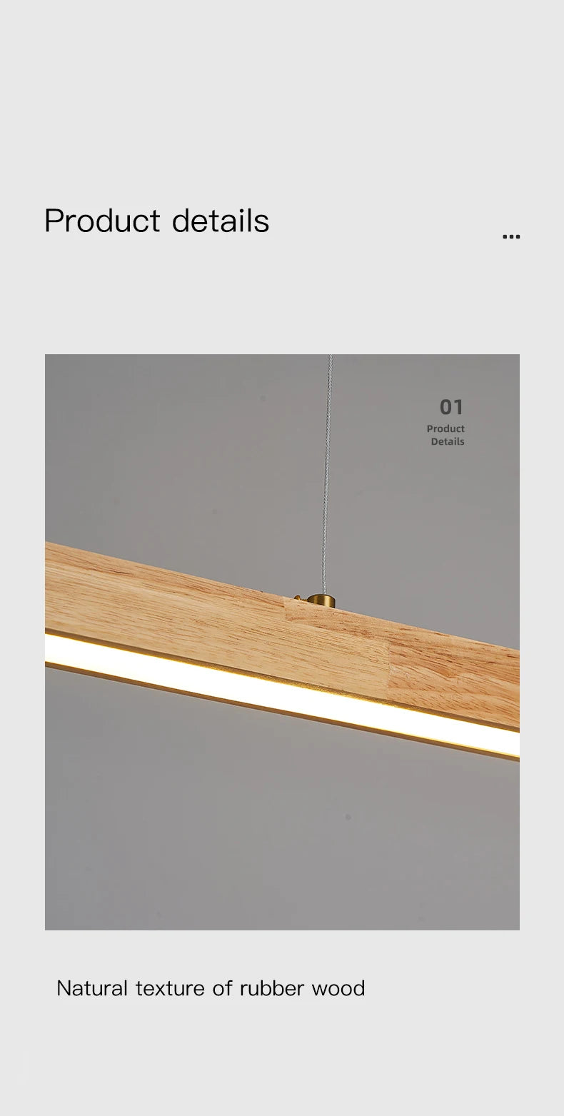 Modern Hanging Chandelier For Dining Room Kitchen Shop Long Table Wooden Chandelier Pendent Lamp Minimalist Design Led Lighting