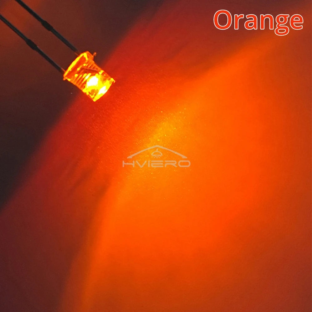 100Pcs F3 3mm 2pins Flat White Red Yellow Blue Green Pink Diode Led Wide Angle Light Emitting Diodes Lamp Ultra Bright LED Bulbs