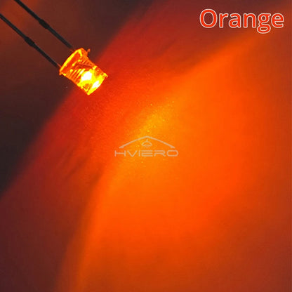 100Pcs F3 3mm 2pins Flat White Red Yellow Blue Green Pink Diode Led Wide Angle Light Emitting Diodes Lamp Ultra Bright LED Bulbs
