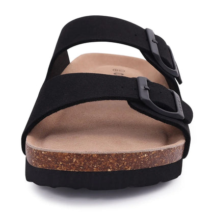 Crestar Women's Cork Footbed Slide Sandal Adjustable Buckle Summer Outdoor Suede Sandals with Arch Support Non-slip Beach Shoes