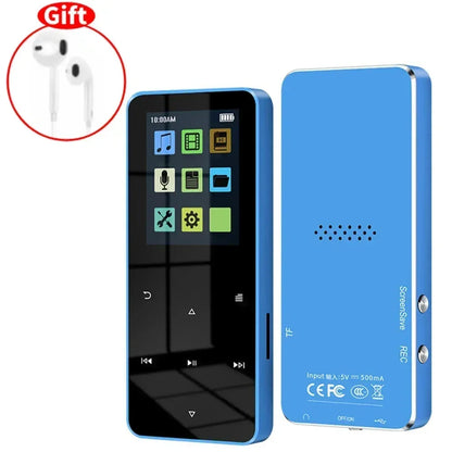 2.0 Inch Metal Touch MP3 MP4 Music Player Bluetooth 5.0 Supports Card, with FM Alarm Clock Pedometer e-Book Built-in Speaker